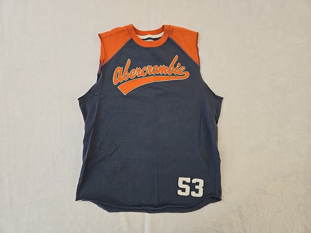 Abercrombie & Fitch Vtg Y2K Kids Muscle Tank Top Boys Sz XL Cutoff Raw Hem Prep